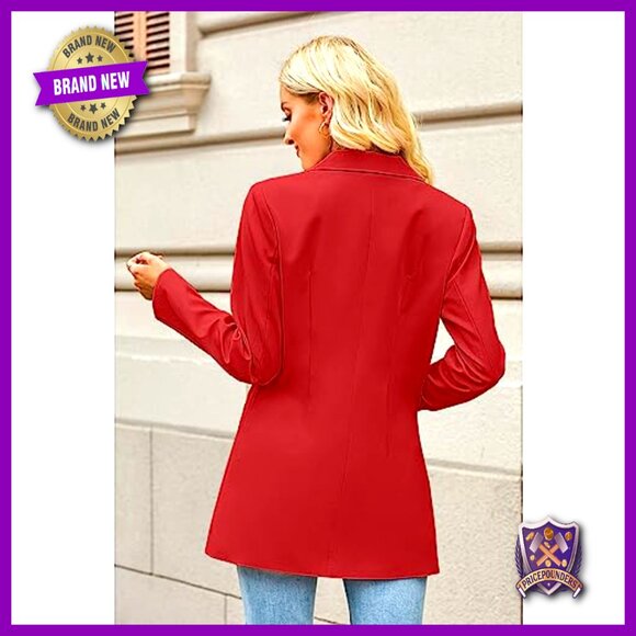 Long Blazer Jacket Business Casual Professional Office Work Wear Lapel Pockets - Picture 4 of 7